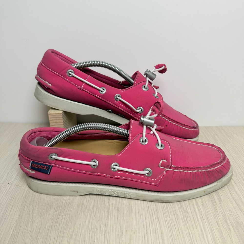 Boat Shoes Sebago Womens 7.5 Pink Docksides Neoprene Nautical Loafers B500135